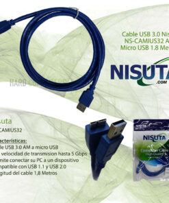 CABLE USB A MICRO USB 3.0 1.8MTS NS-CAMIUS32 PARA DISCO EXTERNO