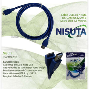 CABLE USB A MICRO USB 3.0 1.8MTS NS-CAMIUS32 PARA DISCO EXTERNO