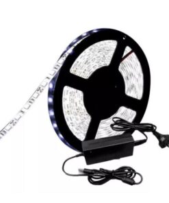 TIRA LED 5050 BLANCO FRIO FUENTE AUTOADHESIVA ROLLO 5 MTS CON FUENTE TUB-05