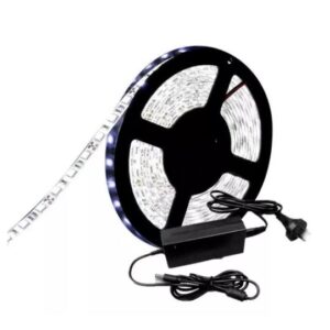 TIRA LED 5050 BLANCO FRIO FUENTE AUTOADHESIVA ROLLO 5 MTS CON FUENTE TUB-05