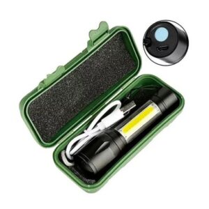 MINI LINTERNA TACTICA RECARGABLE LED ZOOM USB + ESTUCHE AV-2380 / RZ239