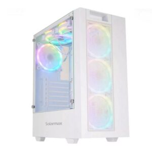 GABINETE SOLARMAX CM-5920 BLANCO ATX MICRO ATX 6 FANES RGB LATERAL VIDRIO TEMPLADO SIN FUENTE BOX