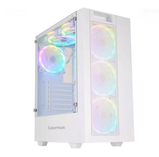 GABINETE SOLARMAX CM-5920 BLANCO ATX MICRO ATX 6 FANES RGB LATERAL VIDRIO TEMPLADO SIN FUENTE BOX