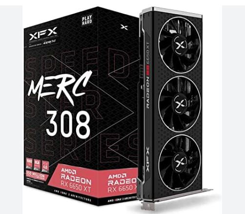 VIDEO RADEON XFX RX 6650 XT 8GB GDDR6 MERC 308 BLACK 3X FAN PCIE4.0 BOX