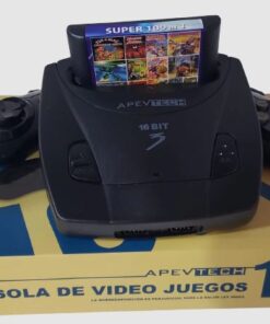 CONSOLA VIDEO JUEGOS APEVTECH 16 BIT FP3016B NEGRO CON 2 GAMEPADS + 1 CARTUCHO ROM 109 EN 1 BOX