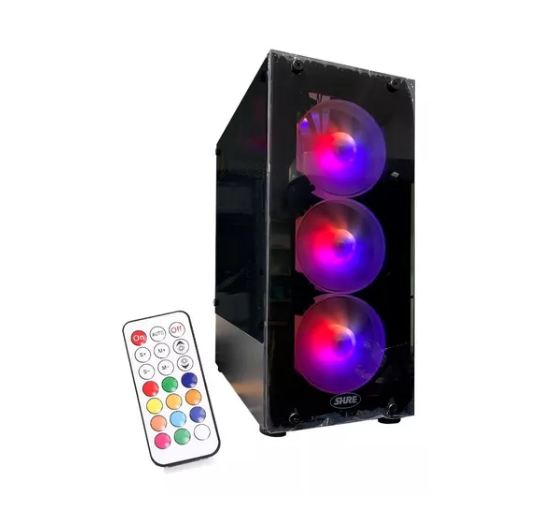 GABINETE SHURE ATX-134 GAMER NEGRO SIN FUENTE TEMPERED GLASS BOX