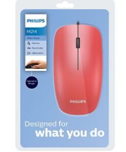 MOUSE USB PHILIPS M214 1000DPI ROJO BOX