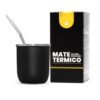 MATE TERMICO DE ACERO INOX CON BOMBILLA DE REGALO COLORES BLANCO/NEGRO