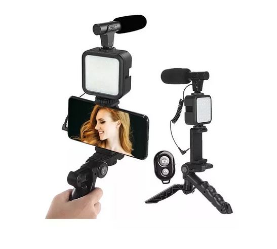 ESTABILIZADOR PARA CELULAR CON LUZ MIC Y CONTROL REMOTO