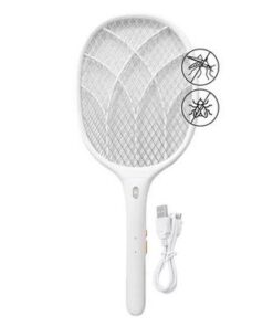 RAQUETA MATA MOSCAS MOSQUITOS INSECTOS ELECTRICA RECARGABLE COLOR BLANCO KUSHIRO CINI-0001
