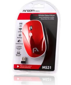 MOUSE WIRELESS ARGOMTECH MS31 ROJO BLANCO 2.4GHZ 1600DPI A00437 ARG-MS-0031RD BOX