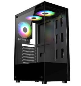 GABINETE SYX EQS11 BLACK ATX SIN FANES SIN FUENTE VIDRIO TEMPLADO BOX