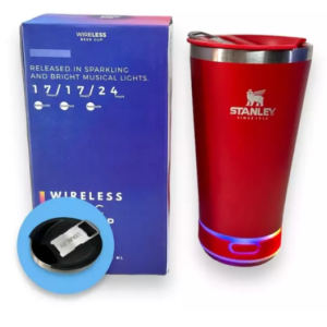 VASO TERMICO PARLANTE BLUETOOTH RGB 17OZ 502ML BEER PINT GZ-525 ROJO BOX
