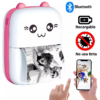 IMPRESORA MINI PORTATIL TERMICA BLUETOOTH RECARGABLE USB COLOR ROSA