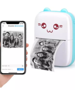 IMPRESORA MINI PORTATIL TERMICA BLUETOOTH RECARGABLE USB COLOR CELESTE