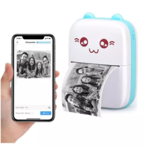 IMPRESORA MINI PORTATIL TERMICA BLUETOOTH RECARGABLE USB COLOR CELESTE