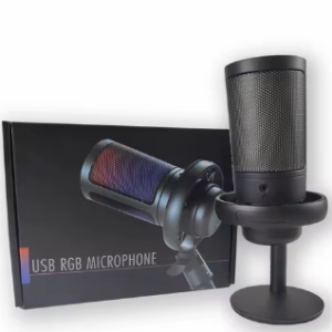 MICROFONO USB ME6S RGB CON CONDENSADOR Y REDUCCION DE RUIDO BOX -INCLUYE TRIPODE Y CABLE USB A TIPO C-