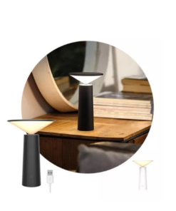 LAMPARA VELADOR INALAMBRICA RECARGABLE LUZ LED USB TACTIL LS-8925 WHITE/BLACK BOX