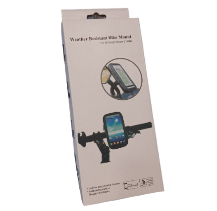SOPORTE CELULAR UNIVERSAL PARA BICICLETA MOTO IMPERMEABLE HASTA 7 PULGADAS 145X80MM BOX