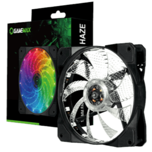 VENTILADOR 120MM GAMEMAX RAINBOWFORCE PARA GABINETE 120MM ARGB FN-12RAINBOW-M CONECTOR 3 PINES 12VDC ARGB 4 PINES MOLEX BOX