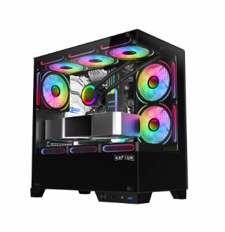 GABINETE RAPTOR THUNDER STRIKE VIDRIO TEMPLADO NEGRO SIN FUENTE MICRO ATX/MINI-ITX 1FAN 120MM LED RGB BOX