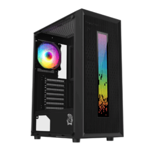 GABINETE RAPTOR VORTEX VIDRIO TEMPLADO NEGRO SIN FUENTE ATX/ITA/M-ATX 1FAN 120MM LED RGB BOX