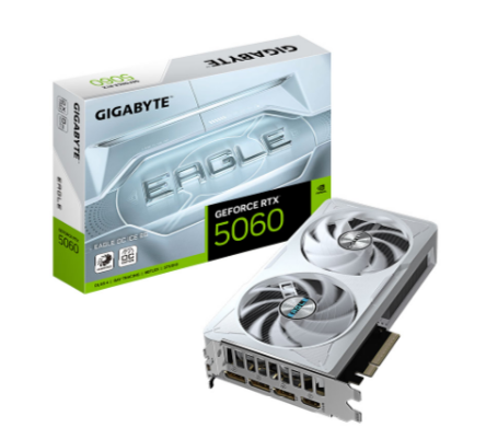 VIDEO NVIDIA GIGABYTE RTX 5060 8GB GDDR7 PCI-E5.0 128BIT EAGLE ICE 8G WINDFORCE OC EDITION 2FAN WHITE 1XHDMI/3XDP BOX