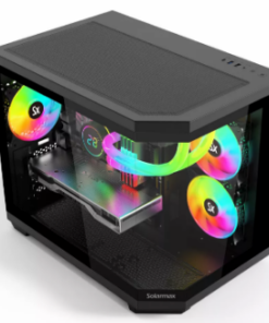 GABINETE SOLARMAX CM-B951 NEGRO VIDRIO TEMPLADO GAMER 3FAN ARGB MICRO ATX/ITX BOX