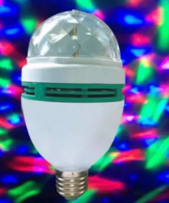 LAMPARA FOCO BOLA LED RGB 220V 3W E27 SIN ADAPTADOR GIRATORIO MASUYA BOX