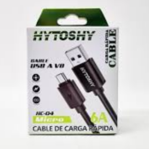 CABLE USB A MICRO USB 2.0 1.00MTS HYTOSHY HC-04 2A 10W NEGRO BOX