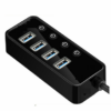 HUB USB 4 PORT USB H 3.0 ACTIVO CON TRANSFORMADOR ALIMENTACION EXTERNA 5V 2A 3.5X1.35MM PATAS RECTAS