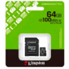 MICROSD KINGSTON SDCS3 64GB 100MB CON ADAPTADOR CLASE 10