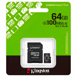 MICROSD KINGSTON SDCS3 64GB 100MB CON ADAPTADOR CLASE 10