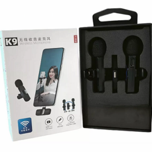 MICROFONO K9 LAVALIER X2 UNIDADES CONECTOR LIGHTNING BLUETOOTH ENTREVISTAS PERIODISMO AIRE LIBRE SOLO APPLE IPHONE BOX