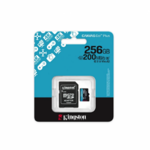 MEMORIA MICROSD 256GB KINGSTON 200MBS CANVAS GO PLUS CLASE 10 U3 V30 A2 4K CON ADAPTADOR SD SDCG4/256GB BOX