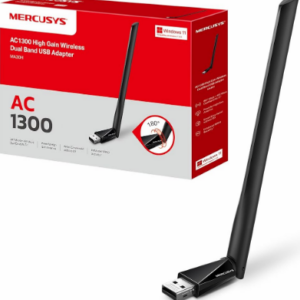 PLACA DE RED WIFI USB MERCUSYS MA30H AC1300 400MPBS 2.4GHZ 867MBPS 5GHZ DUAL BAND 5DBI ALTA POTENCIA BOX