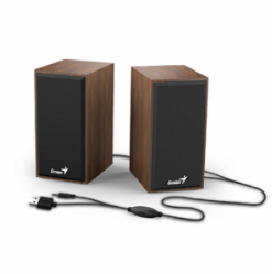 PARLANTE 2.0 GENIUS SP-HF180 USB 6W 3.5MM CONTROL DE VOLUMEN DARK COFFEE MADERA MARRON OSCURO BOX