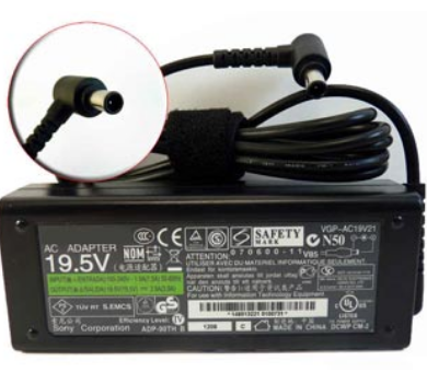 CARGADOR NOTEBOOK 19.5V 3.9A 6.5X4.4MM 76W ALTERNATIVO PARA SONY INCLUYE CABLE TREBOL