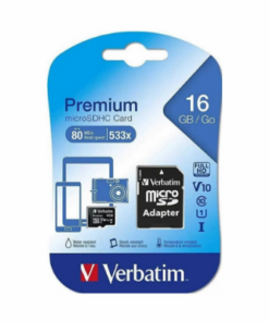 MICROSD 16GB CLASE 10 VERBATIM 533X V10 U1 80MB CON ADAPTADOR A SD 44082