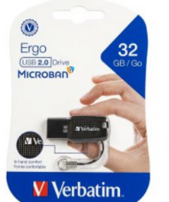 PENDRIVE 32GB VERBATIM ERGO MICROBAN USB 2.0 NEGRO 70876