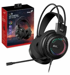 AURICULAR GENIUS VINCHA GX GAMING HS-GX570U CABLE 1.8MTS CONECTOR USB CON MICROFONO OMNIDIRECCIONAL RGB ESTATICO NEGRO
