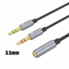 ADAPTADOR JACK 3.5MM A 2 PLUG 3.5MM 3.5 – PLUG COMBINADO 4 PINES A AUDIO AURICULAR + MICROFONO – PREMIUM