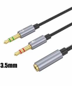 ADAPTADOR JACK 3.5MM A 2 PLUG 3.5MM 3.5 – PLUG COMBINADO 4 PINES A AUDIO AURICULAR + MICROFONO – PREMIUM