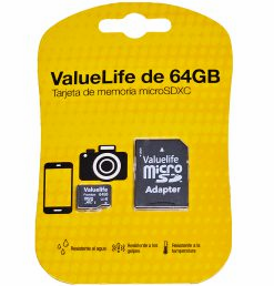 MICROSD 64GB VERBATIM VALUELIFE 533X V10 U1 80MB CLASE 10 CON ADAPTADOR SD 71272