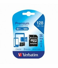 MICROSD 128GB VERBATIM 600X V10 U1 90MB CLASE 10 CON ADAPTADOR SD 44085