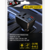 INVERSOR DE CORRIENTE 12V 24V A 220V 1XUSB 1XUSBTIPOC 5V 9V 12V MAX 18W HASTA 150W REAL 30W ENCHUFE UNIVERSAL DISPLAY CON VOLTAJE BLISTER