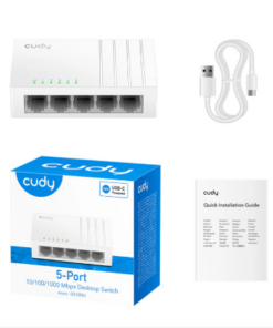 CUDY SWITCH 5 PORT 10 100 1000MBPS GIGABIT GS105U INCLUYE CABLE USB TIPO C PARA ALIMENTACION NO INCLUYE TAFO 5V 1A